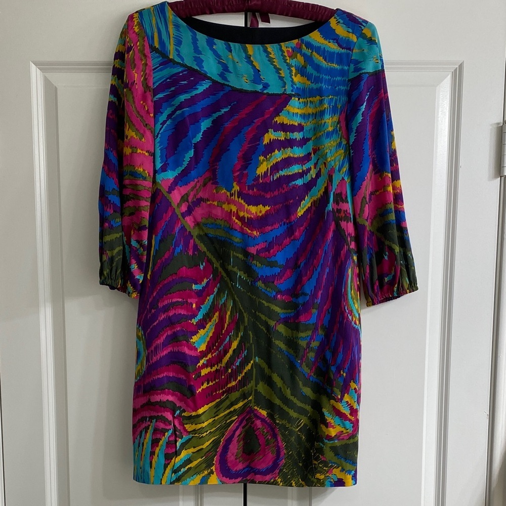 Trina Turk Vibrant Long Sleeve Silk Dress